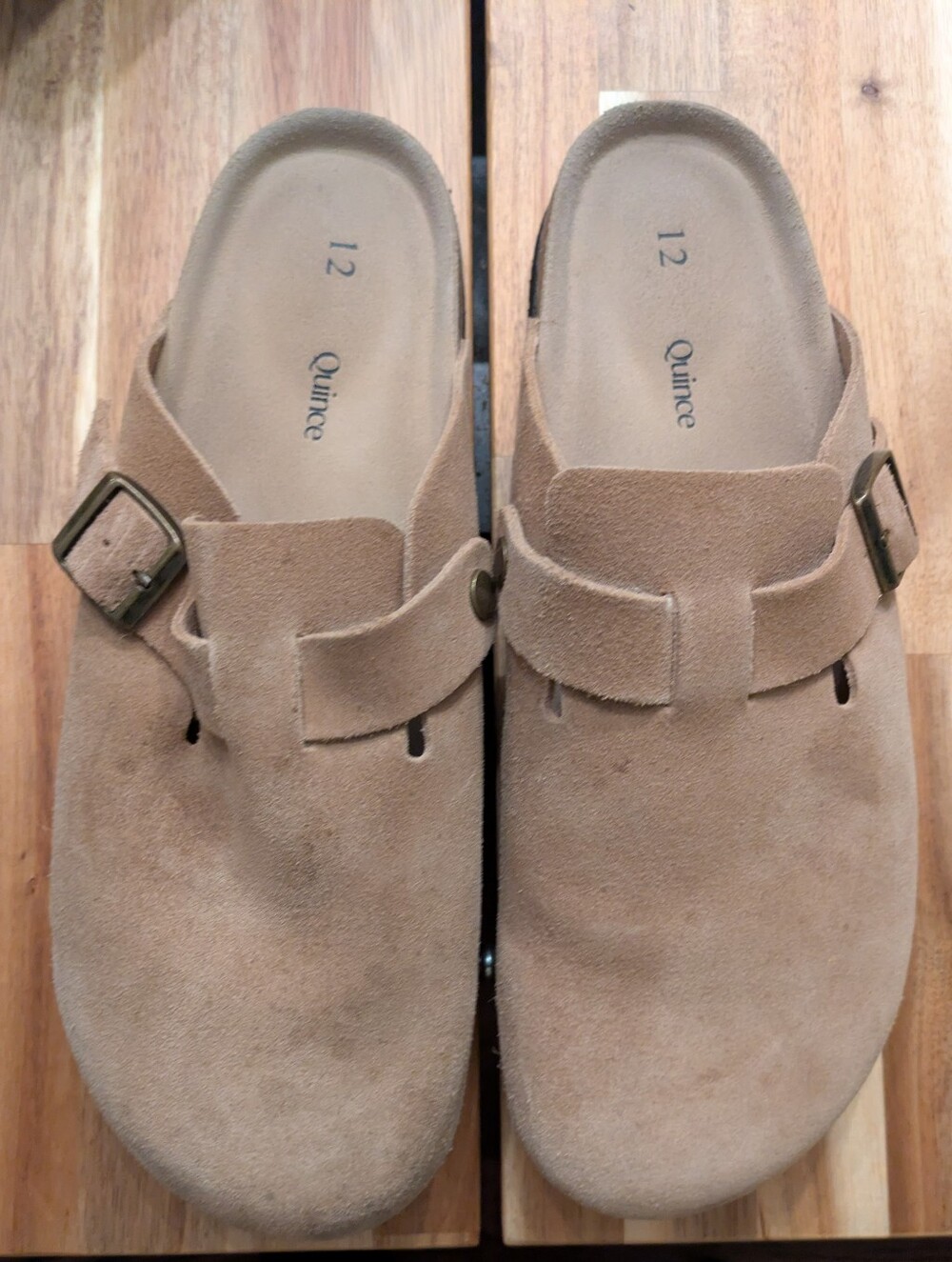 Quince Suede Slide Clog in Taupe - Birkenstock Boston Rip